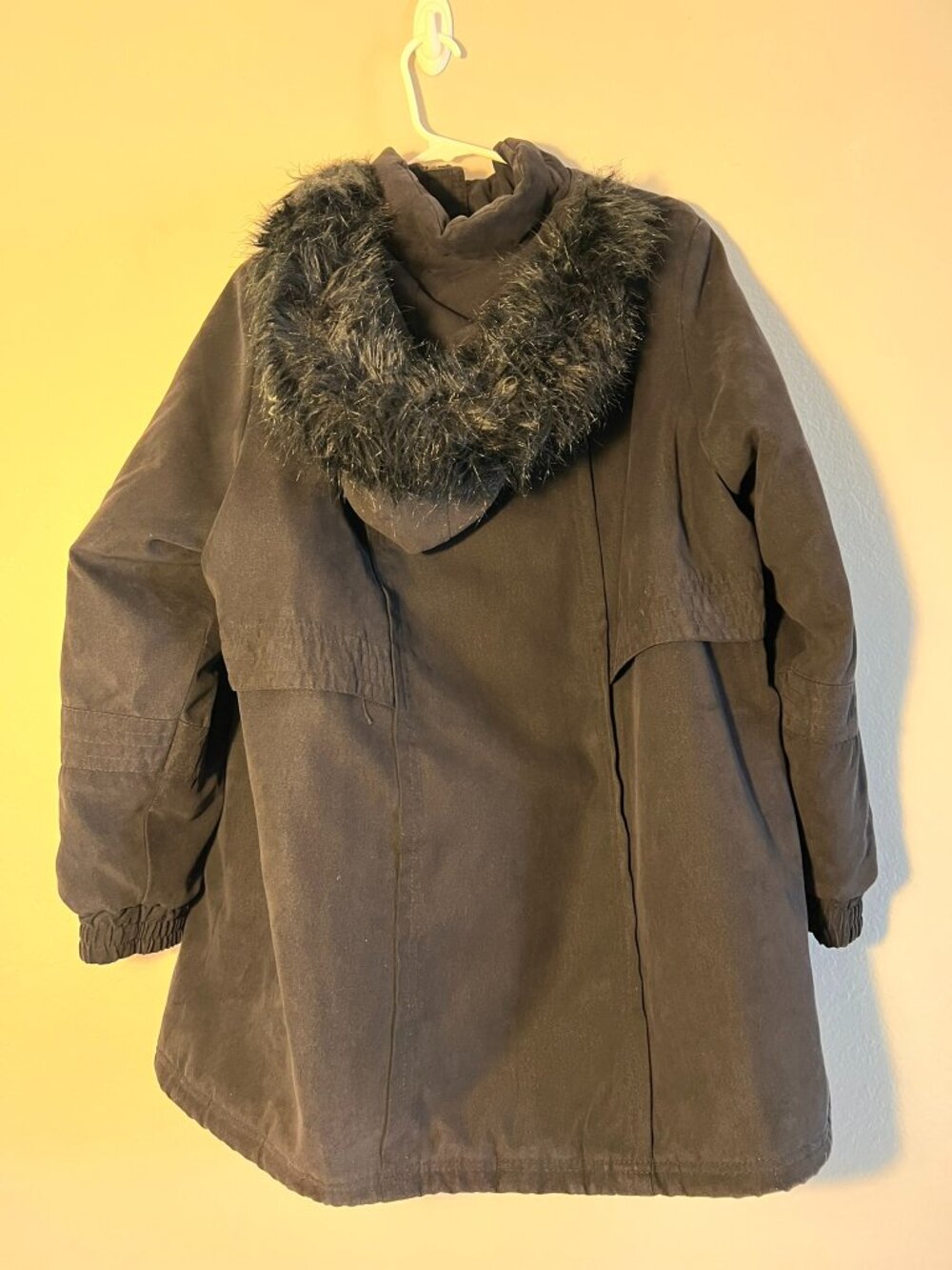 EUC - St Johns Bay Full Zip & Snap On/Off Faux Fur Hood Black Jacket SZ XL P